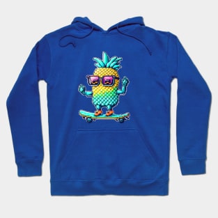 pixel pineapple on a skateboard Hoodie